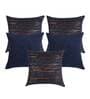 Blue Textured Polyester 16 x 16 Inches Cushion Covers (Set of 5)