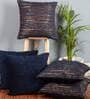 Blue Textured Polyester 16 x 16 Inches Cushion Covers (Set of 5)