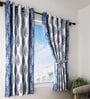 Blue Traditional Polyester 5 Ft Semisheer Eyelet Window Curtains (Set of 2)