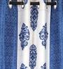 Blue Traditional Polyester 5 Ft Semisheer Eyelet Window Curtains (Set of 2)