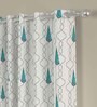 Blue Polyester Traditional 7ft Semisheer Eyelet (2 Pc) Door Curtains