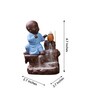 Blue Karate Styl Monk Buddha Smoke Fountain with 10 Backflow Cone Decorative Incense Holder