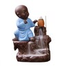 Blue Karate Styl Monk Buddha Smoke Fountain with 10 Backflow Cone Decorative Incense Holder