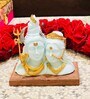 Blue Polyresin with 24 Carat Gold Plated Ornaments Shiv-Parvati Idol