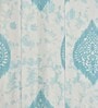 Blue Poleyster Camrin Leaves 5 Feet Semi Transperency Ring Top Window Curtains 2Pcs