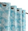 Blue Poleyster Camrin Leaves 5 Feet Semi Transperency Ring Top Window Curtains 2Pcs