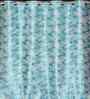 Blue Poleyster Camrin Leaves 5 Feet Semi Transperency Ring Top Window Curtains 2Pcs