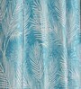 Blue Poleyster Camrin Leaves 5 Feet Semi Transperency Ring Top Window Curtains 2Pcs