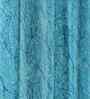 Blue Poleyster Camrin Leaves 5 Feet Semi Transperency Ring Top Window Curtains 2Pcs