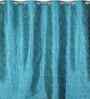 Blue Poleyster Camrin Leaves 7 Feet Semi Transperency Ring Top Door Curtains 2Pcs