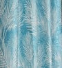 Blue Poleyster Camrin Leaves 7 Feet Semi Transperency Ring Top Door Curtains 2Pcs