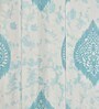 Blue Poleyster Camrin Leaves 9 Feet Semi Transperency Ring Top Long Door Curtains 2Pcs