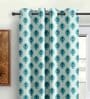 Blue Polyster Traditional 7ft Light Filtering Eyelet 2 Pc Door curtains
