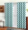 Blue Polyster Traditional 7ft Light Filtering Eyelet 2 Pc Door curtains