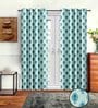 Blue Polyster Traditional 7ft Light Filtering Eyelet 2 Pc Door curtains