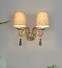 Blue Pottery Floral Double Wall Sconce with Yellow Flowers