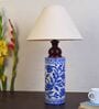 Blue Pottery Mugal Art Ceramic Cylindrical Decorative Lamp