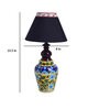 Blue Pottery Mugal Art Ceramic Matka Black Cotton Shade Table Lamp With Multicolor Base