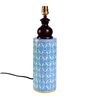 Blue Pottery White Leave And Yellow Dot Ceramic Cylindrical Decorative Lamp 
