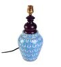 Blue Pottery White Leave And Yellow Dot Ceramic Matka Decorative Lamp