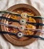Blue Premium Handmade Evil Eye Crystal Stone Rakhi Set Of 4 With Anchor Non-Bleeding Cotton Thread