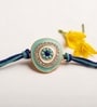 Blue Premium Handmade Evil Eye Crystal Stone Rakhi With Anchor Non-Bleeding Cotton Thread