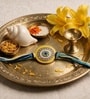 Blue Premium Handmade Evil Eye Crystal Stone Rakhi With Anchor Non-Bleeding Cotton Thread