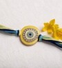 Blue Premium Handmade Evil Eye Crystal Stone Rakhi With Anchor Non-Bleeding Cotton Thread