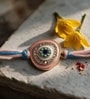 Blue Premium Handmade Evil Eye Crystal Stone Rakhi With Anchor Non-Bleeding Cotton Thread