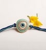 Blue Premium Handmade Evil Eye Crystal Stone Rakhi With Anchor Non-Bleeding Cotton Thread