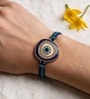 Blue Premium Handmade Evil Eye Crystal Stone Rakhi With Anchor Non-Bleeding Cotton Thread