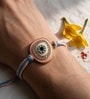 Blue Premium Handmade Evil Eye Crystal Stone Rakhi With Anchor Non-Bleeding Cotton Thread