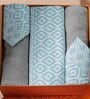 Blue Assorted 144 TC Cotton King Bedsheet With 2 Pillow Covers,2 Bath Towels And 1 Box