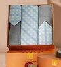 Blue Assorted 144 TC Cotton Queen Size Bedsheet with 2 Pillow Covers,2 Bath Towels and 1 Box
