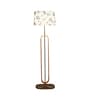 Blue Cloth Shade Club Floor Lamp With Wood & Iron Base