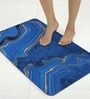 Blue Abstract Printed Rubber 22x14 Inches Anti Skid Bath Mat