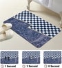 Blue Checked Printed Rubber 22x14 Inches Anti Skid Bath Mat