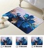 Blue Floral Printed Rubber 22x14 Inches Anti Skid Bath Mat