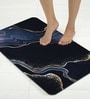 Blue Abstract Printed Rubber 22x14 Inches Anti Skid Bath Mat