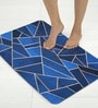 Navy Blue Printed Rubber 22x14 Inches Anti Skid Bath Mat