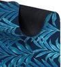 Blue Palm Leaf Printed Rubber 22x14 Inches Anti Skid Bath Mat