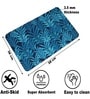Blue Palm Leaf Printed Rubber 22x14 Inches Anti Skid Bath Mat