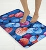Blue Leaf Printed Rubber 22x14 Inches Anti Skid Bath Mat