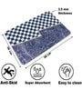 Blue Checked Printed Rubber 22x14 Inches Anti Skid Bath Mat