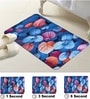 Blue Leaf Printed Rubber 22x14 Inches Anti Skid Bath Mat