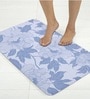 Blue Floral Printed Rubber 22x14 Inches Anti Skid Bath Mat
