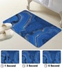 Blue Abstract Printed Rubber 22x14 Inches Anti Skid Bath Mat