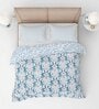 Blue Pure Cotton Printed 150 GSM Single Bed AC Room Dohar
