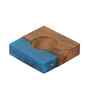 Blue Resin & Mangowood Tealight Holder Set of 2