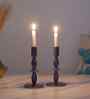 Blue Resin & Mangowood Tealight Holder Set of 2